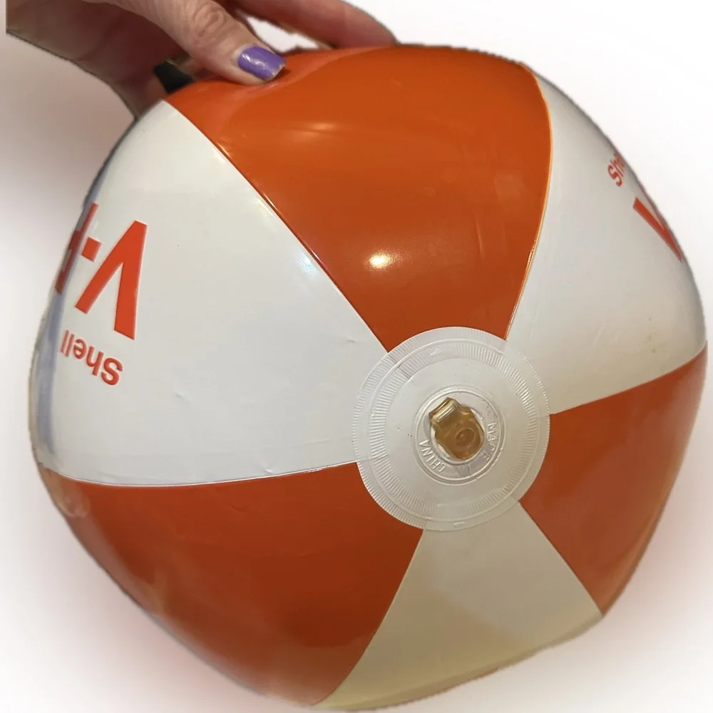 VTG RARE SHELL VPOWER INFLATABLE BEACH BALL EMPLOYEE PERK GIFT COLLECTIBLE PROMO